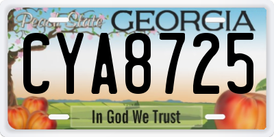 GA license plate CYA8725