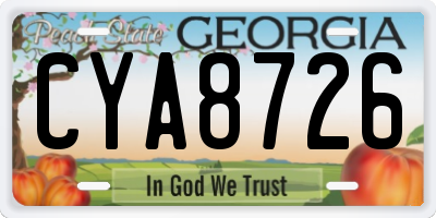 GA license plate CYA8726