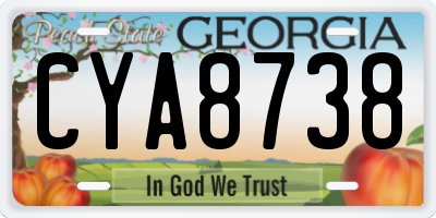 GA license plate CYA8738