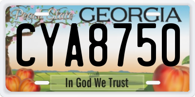 GA license plate CYA8750