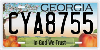 GA license plate CYA8755
