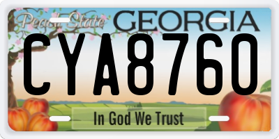 GA license plate CYA8760