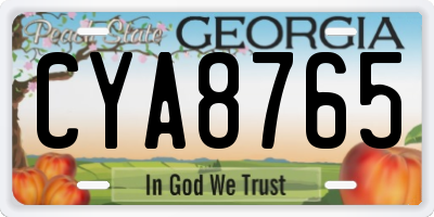 GA license plate CYA8765