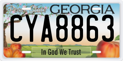 GA license plate CYA8863