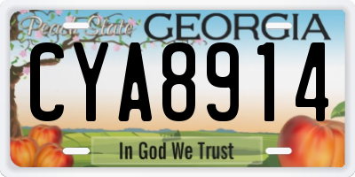 GA license plate CYA8914