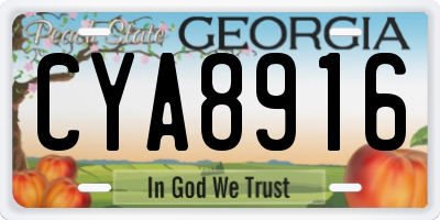 GA license plate CYA8916