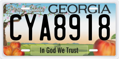 GA license plate CYA8918