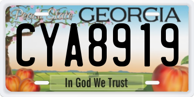 GA license plate CYA8919