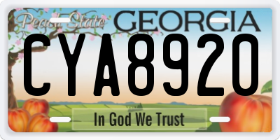 GA license plate CYA8920