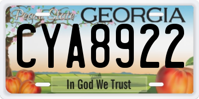 GA license plate CYA8922
