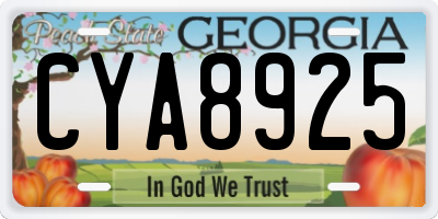 GA license plate CYA8925