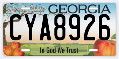 GA license plate CYA8926