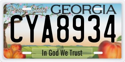 GA license plate CYA8934