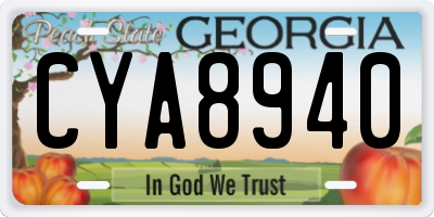 GA license plate CYA8940