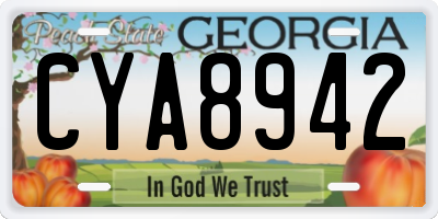 GA license plate CYA8942