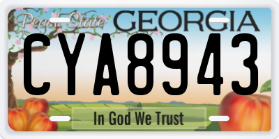 GA license plate CYA8943