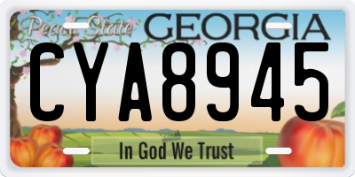 GA license plate CYA8945