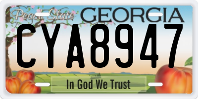 GA license plate CYA8947