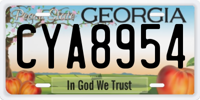 GA license plate CYA8954