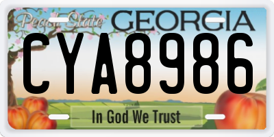 GA license plate CYA8986