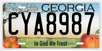GA license plate CYA8987