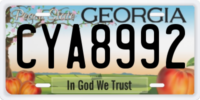 GA license plate CYA8992