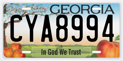 GA license plate CYA8994