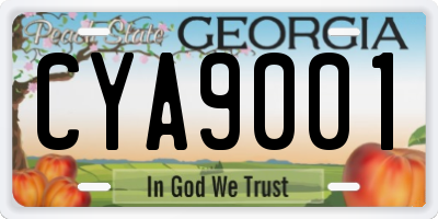 GA license plate CYA9001