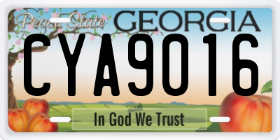 GA license plate CYA9016