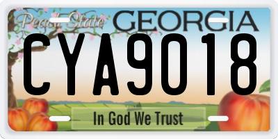 GA license plate CYA9018