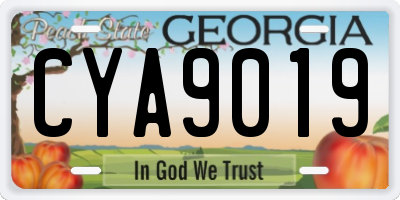 GA license plate CYA9019