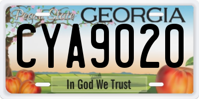 GA license plate CYA9020