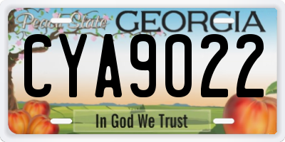 GA license plate CYA9022