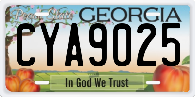 GA license plate CYA9025