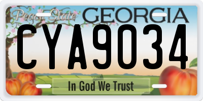 GA license plate CYA9034