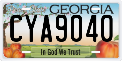 GA license plate CYA9040