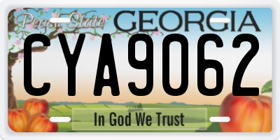 GA license plate CYA9062
