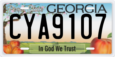 GA license plate CYA9107