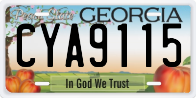 GA license plate CYA9115