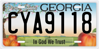 GA license plate CYA9118
