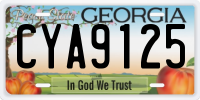 GA license plate CYA9125