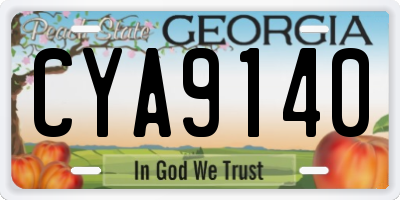 GA license plate CYA9140