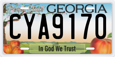 GA license plate CYA9170