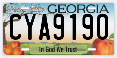 GA license plate CYA9190