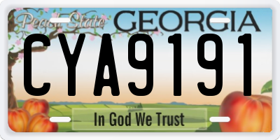 GA license plate CYA9191
