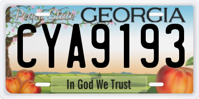 GA license plate CYA9193