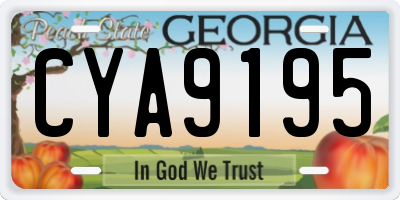 GA license plate CYA9195