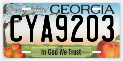 GA license plate CYA9203