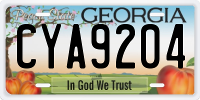 GA license plate CYA9204