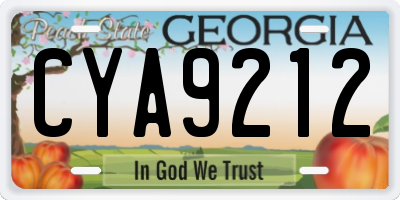 GA license plate CYA9212